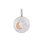 HEATHER B MOORE Sterling Silver and 14K Yellow Gold Moon and Diamond Stars Charm